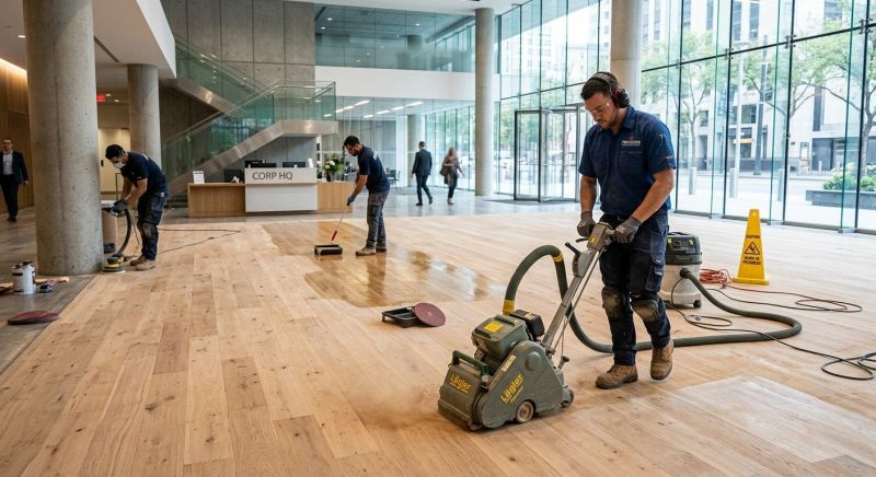 Our team working on Wood Floor Service projects in Troy, MI